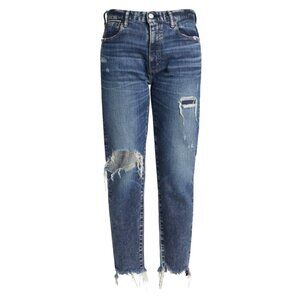 NWT Moussy Vintage Adrian Friend in Blue Destroyed Boyfriend Jeans 30 $370